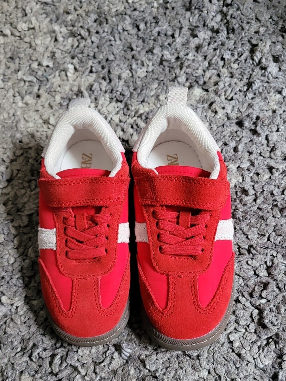 Zara Red and White Kids Sneakers - Velcro Closure